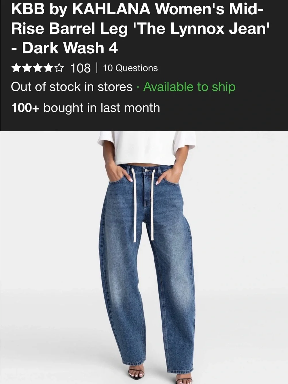 Kbb Lennox Jeans . Mid waist Barrel jeans . Dark wash 4
